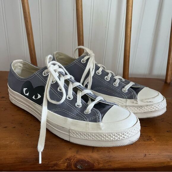 COMME DES GARÇONS PLAY CONVERSE CHUCK TAYLOR LOW GREY 9 - Picture 2 of 12